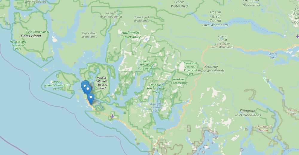 Map of West Coast on Vancouver Island